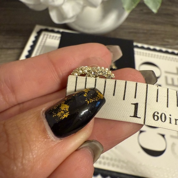 CHANEL Small Gold CC Crystal Faux Pearl Stud Earrings - Picture 6 of 10